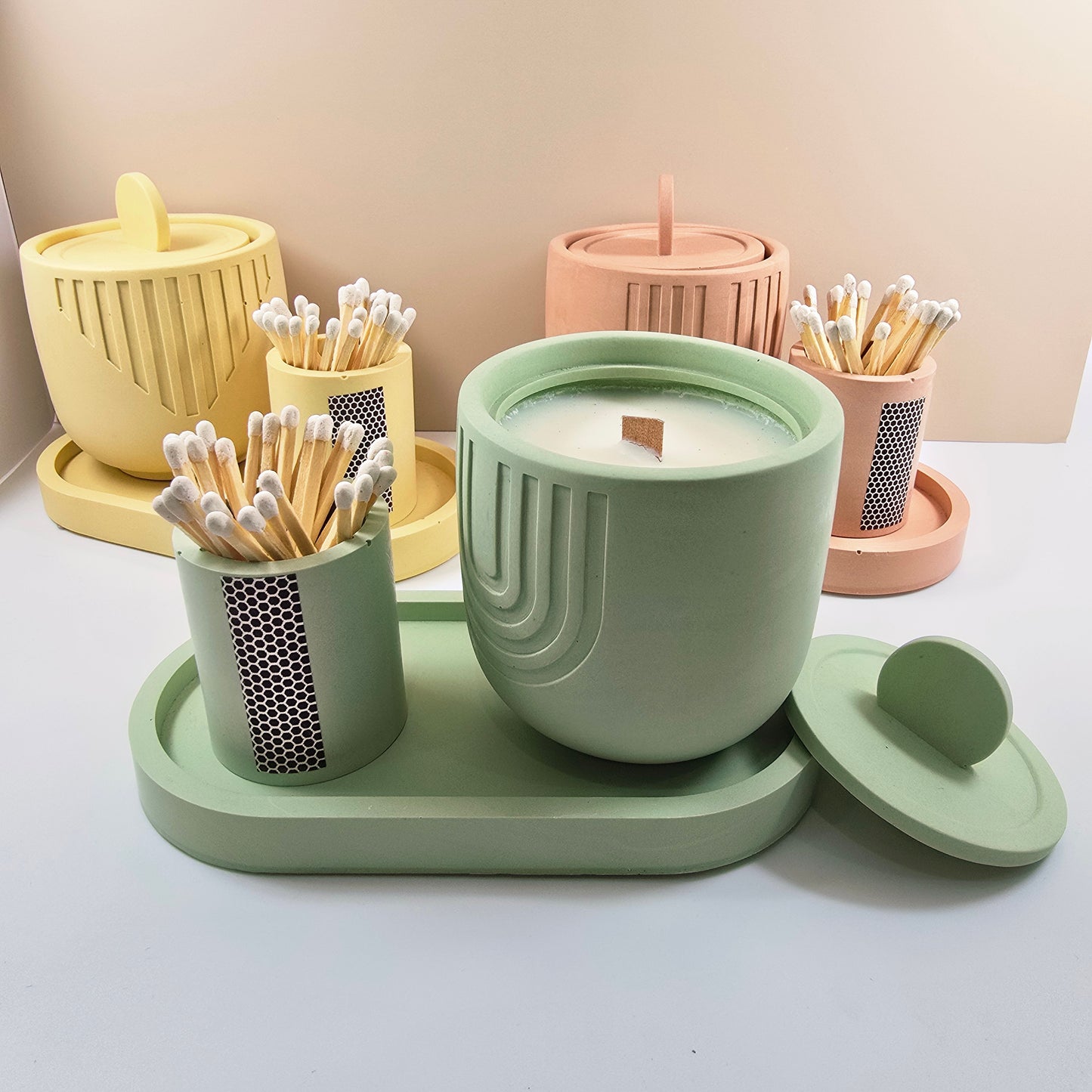 LYS - Candle, Match Holder and Tray Set