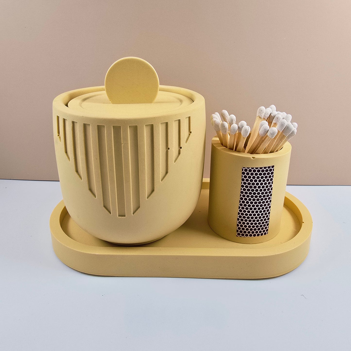 LYS - Candle, Match Holder and Tray Set