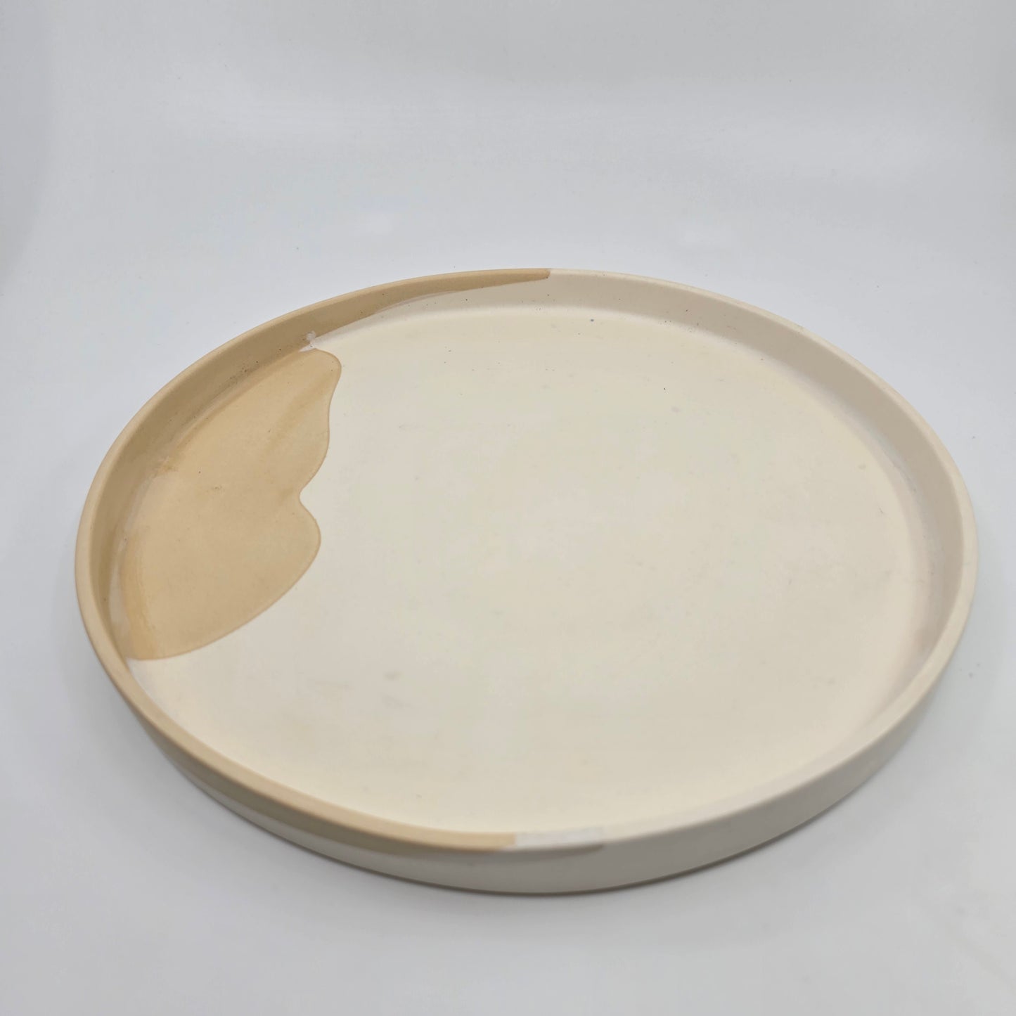 BEIGE & WHITE - Round Decorative Tray