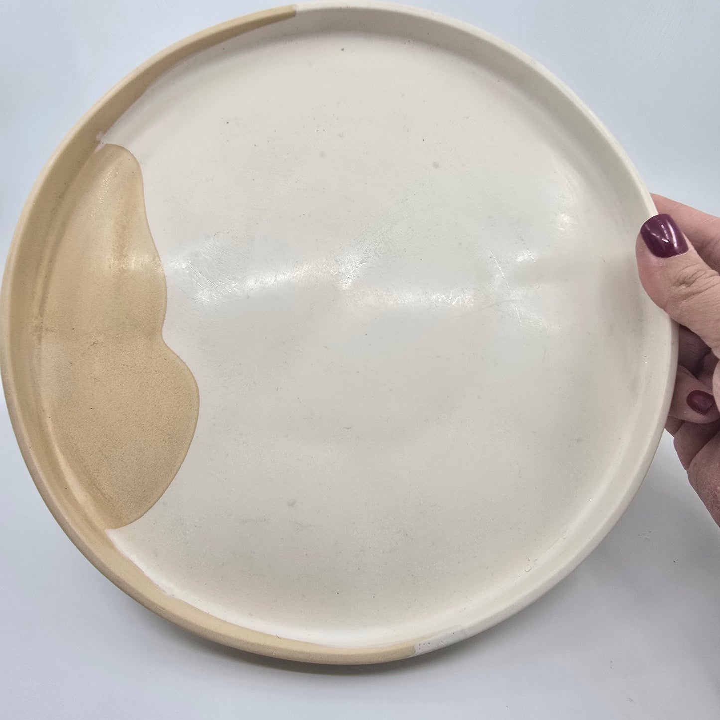 BEIGE & WHITE - Round Decorative Tray