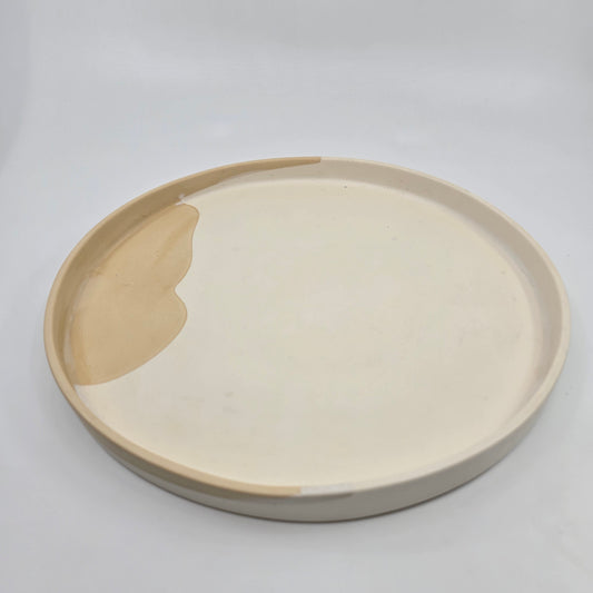 BEIGE & WHITE - Round Decorative Tray