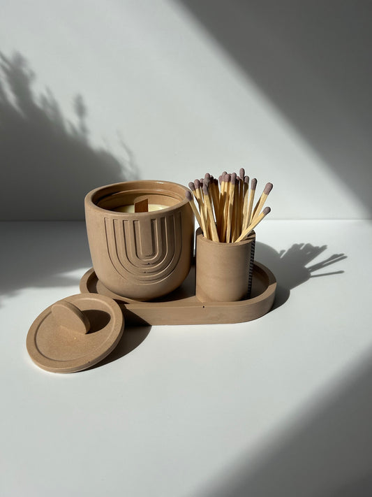 LYS - Candle, Match Holder and Tray Set