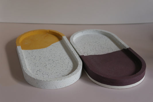 OVAL - Jewellery Tray (Burgundy & Yellow)