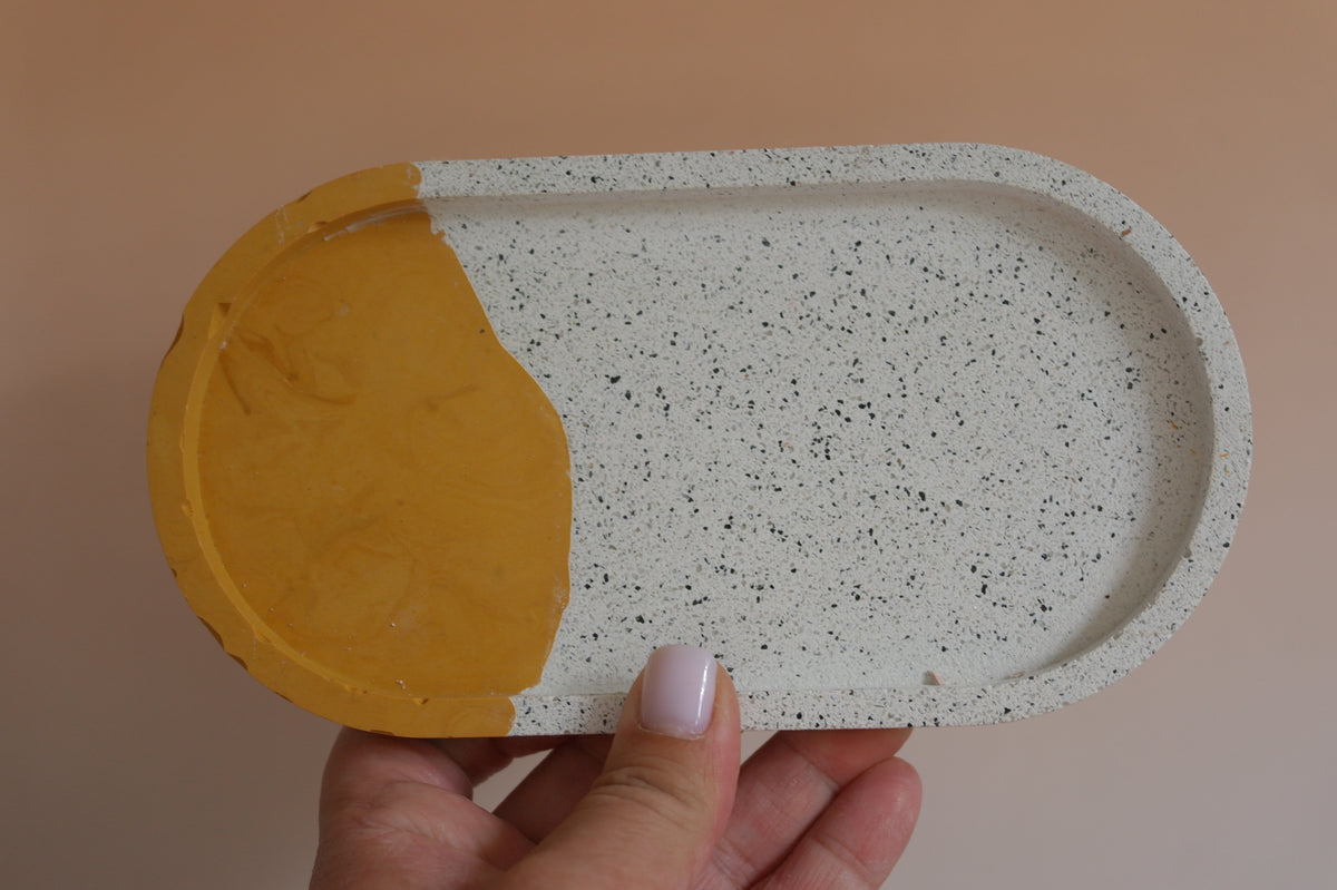 OVAL - Jewellery Tray (Burgundy & Yellow)