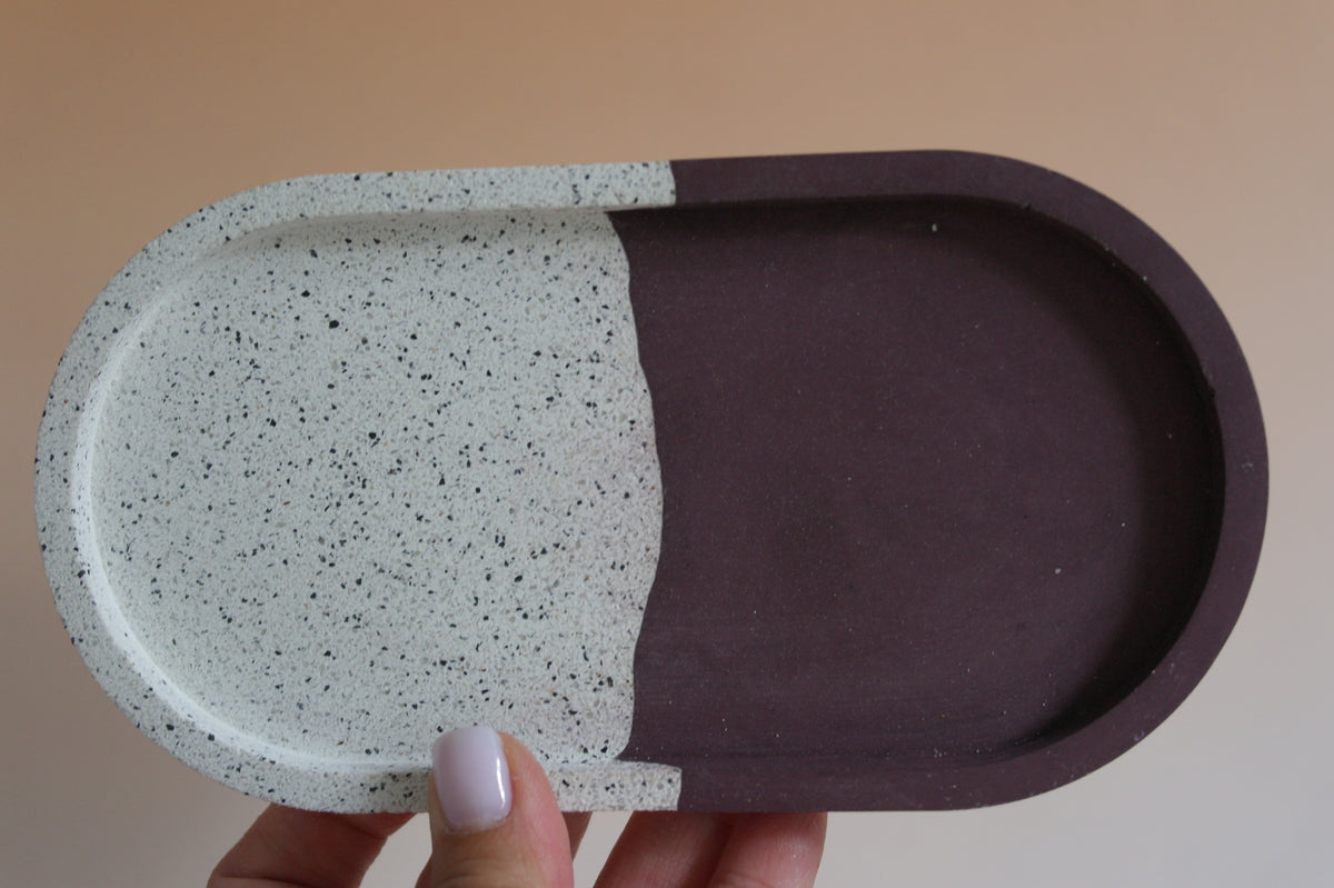 OVAL - Jewellery Tray (Burgundy & Yellow)